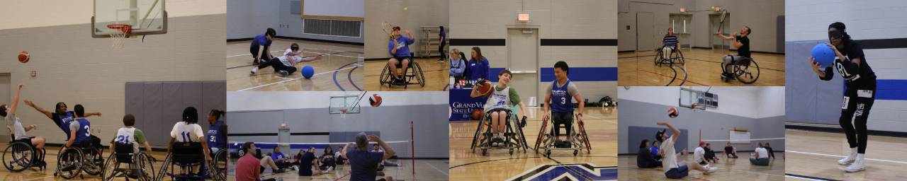 Adaptive sports activities and participants playing.